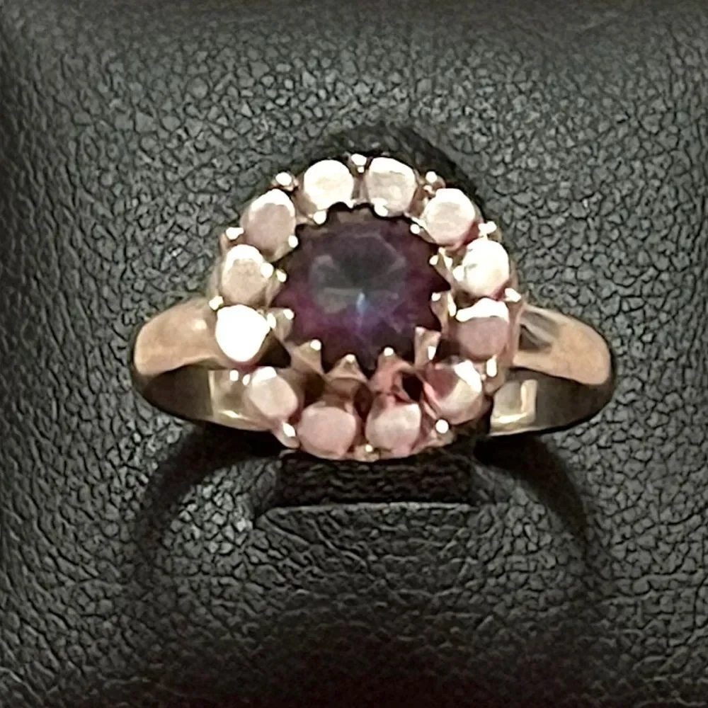 Sterling Silver Mystic Quartz Flower Ring Size 6